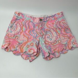Lilly Pulitzer Buttercup Scalloped Pink and Blue Printed Shorts Size 2